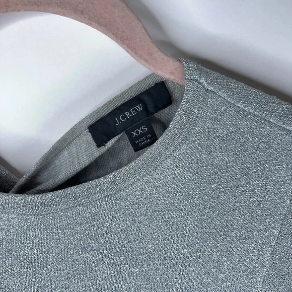 J Crew Lurex Twist Back Dress Silver Gray Midi Wool Blend Party Short Size XXS - Picture 9 of 13